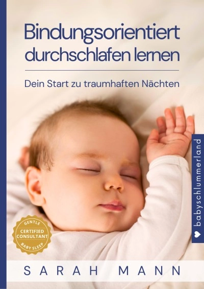 Offizielles Werbemotiv für Bindungsorientiert durchschlafen lernen von Babyschlummerland.