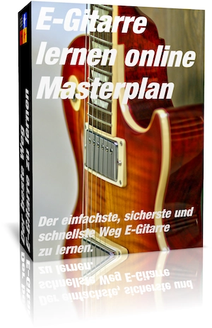 Offizielles Werbemotiv für E-Gitarre lernen: Online-Masterplan.