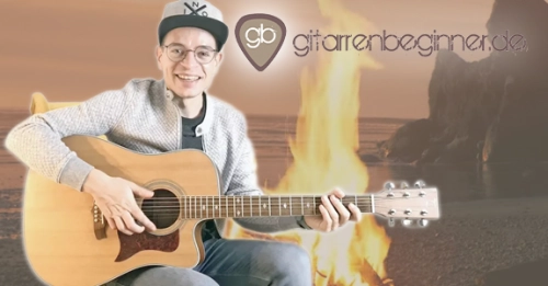 Offizielles Werbemotiv für Lagerfeuer-Sessions: Gitarre ohne Noten.